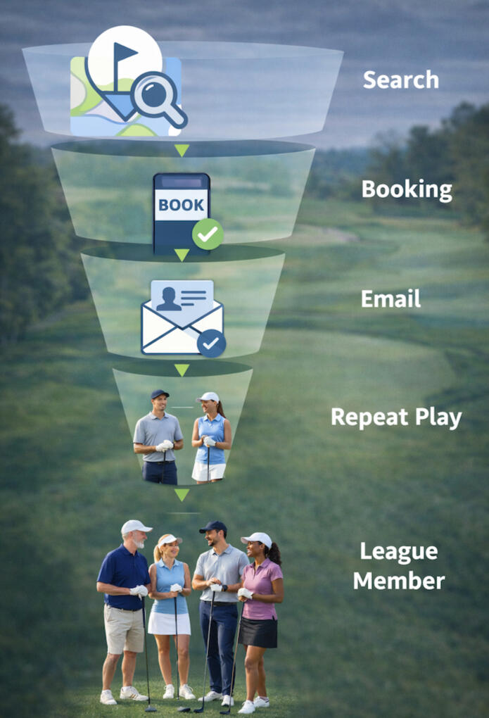 Marketing Funnel Group of golfers chatting on the teebox