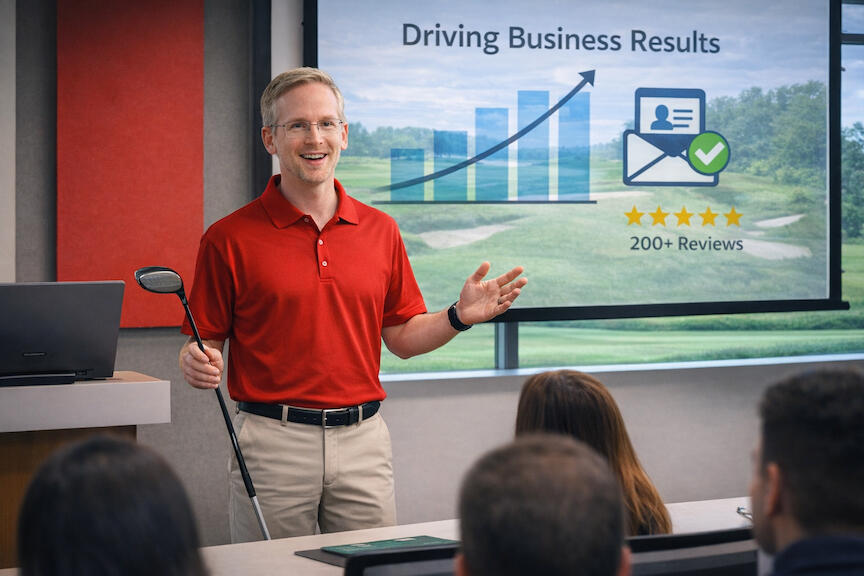 William Zahn lecturing marketing students